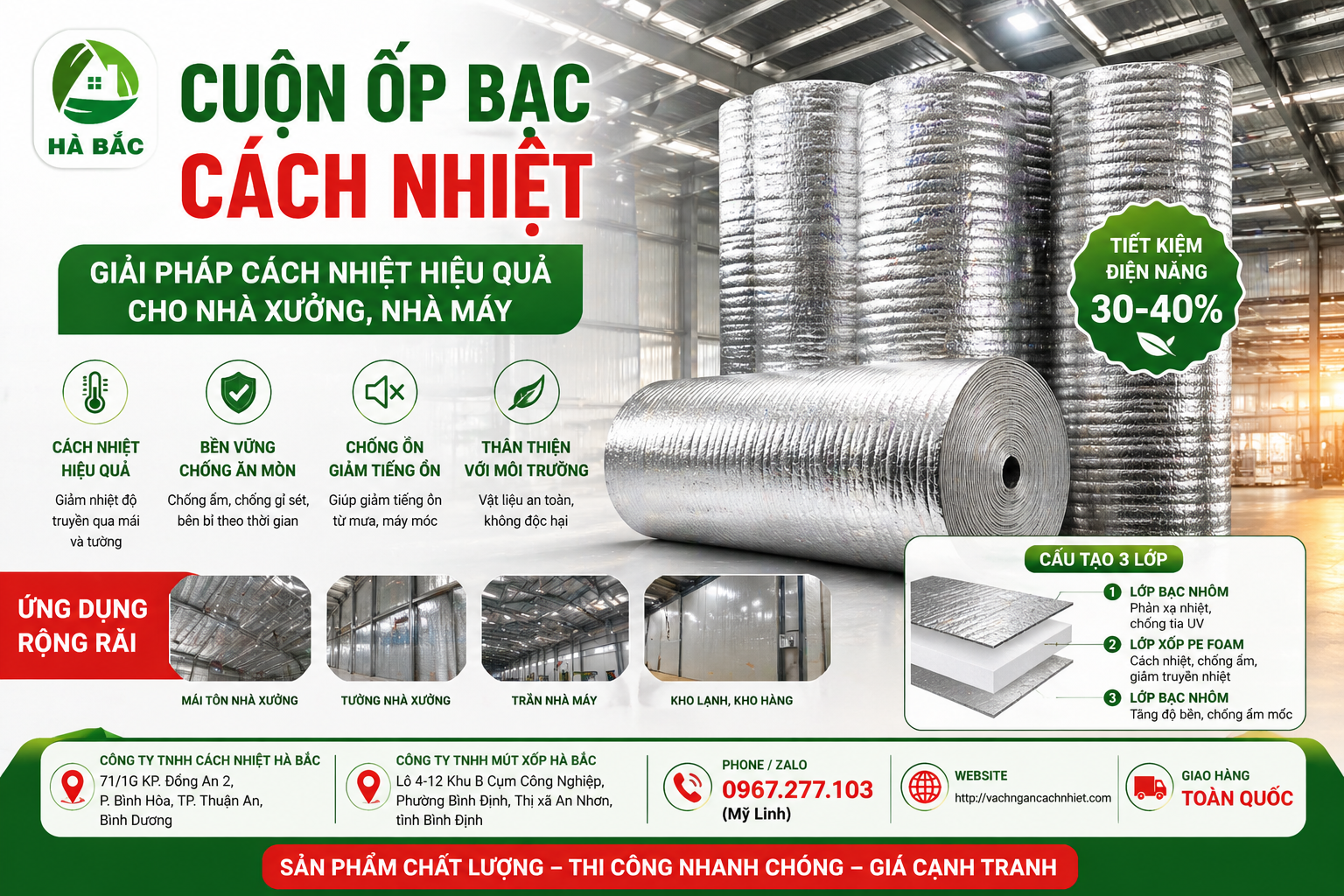 Xốp bạc cách nhiệt nhà xưởng
