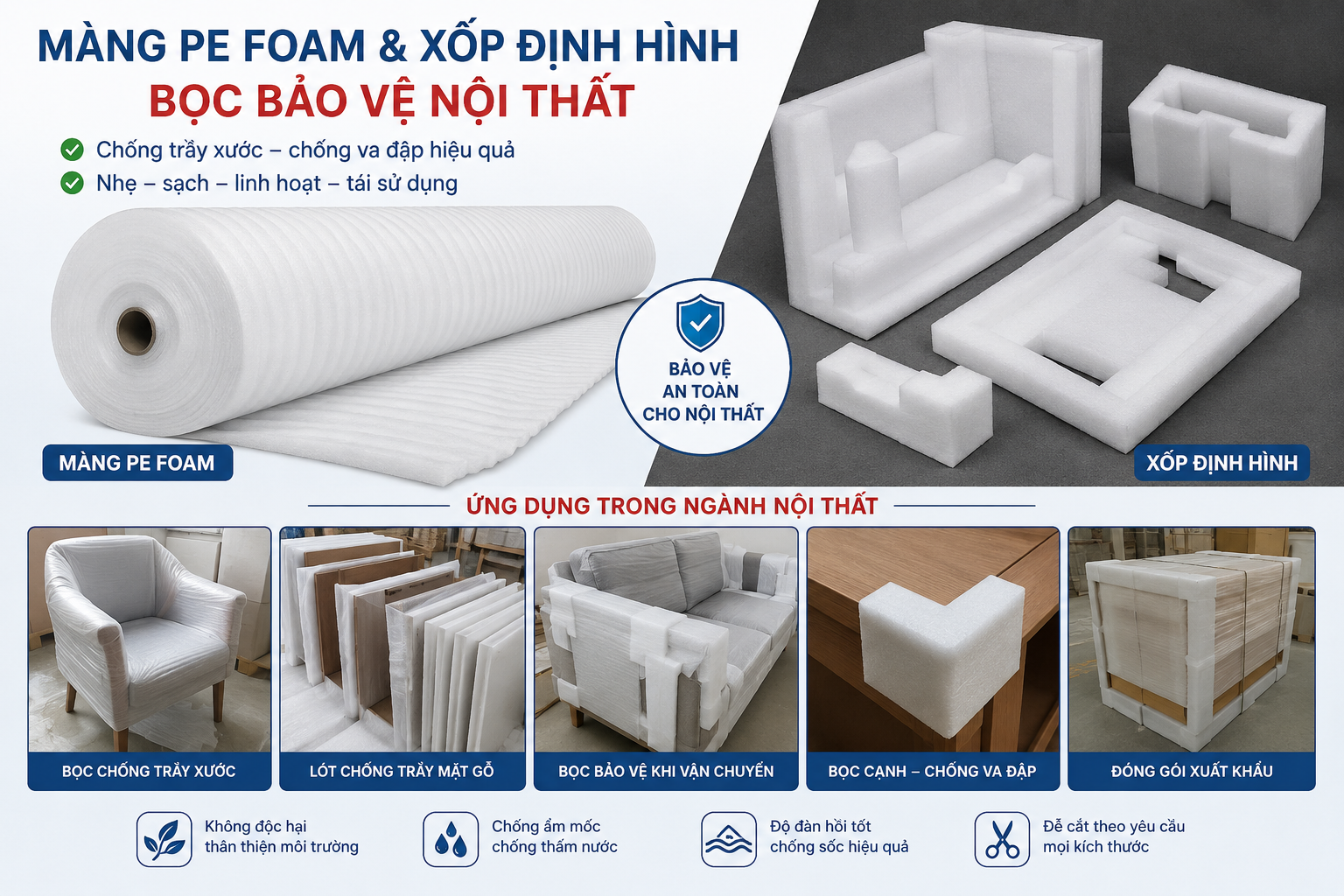 mút xốp pe foam 10mm tại Bình Dương