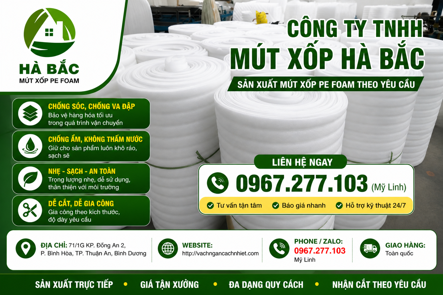 Mút xốp Pe Foam giá rẻ tại Bắc Ninh