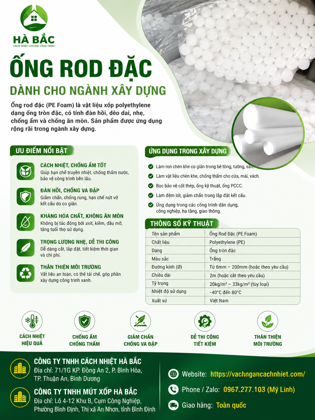 Ống Rod Pe Foam