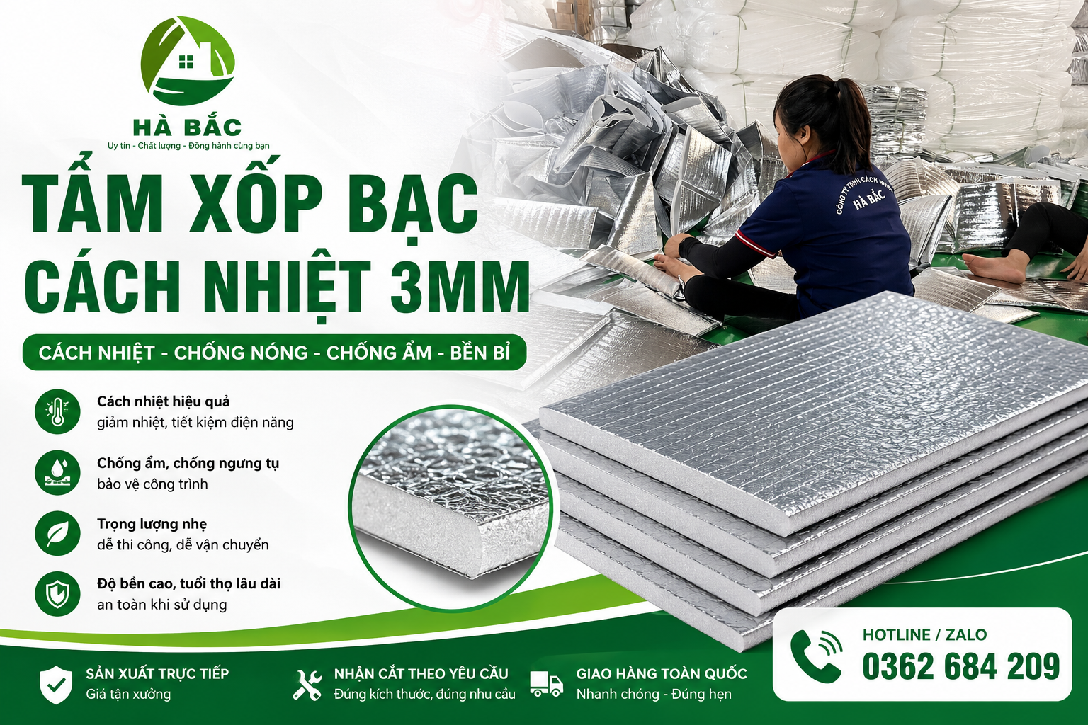 Tấm xốp bạc cách nhiệt 3mm – Giải pháp chống nóng, cách nhiệt hiệu quả