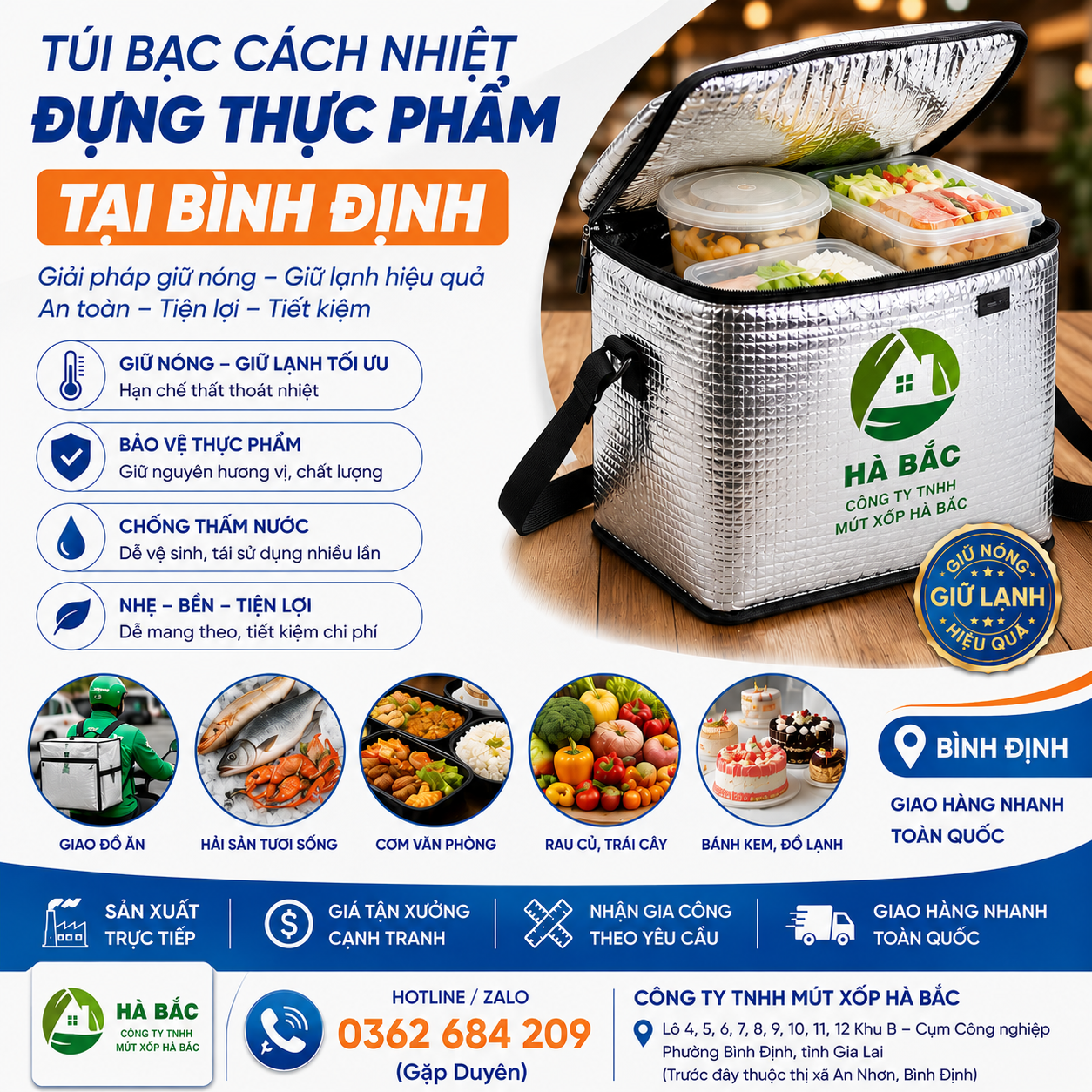 Túi Bạc Cách Nhiệt Đựng Thực Phẩm Tại Bình Định – Giải Pháp Giữ Nóng, Giữ Lạnh Hiệu Quả