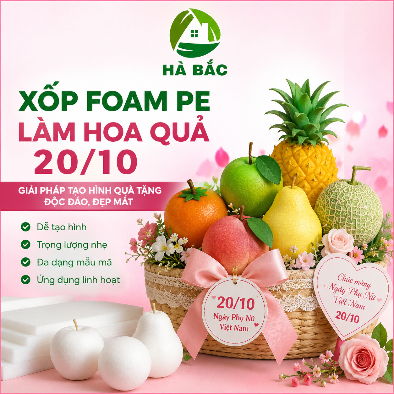 xốp Foam PE làm hoa quả 20/10