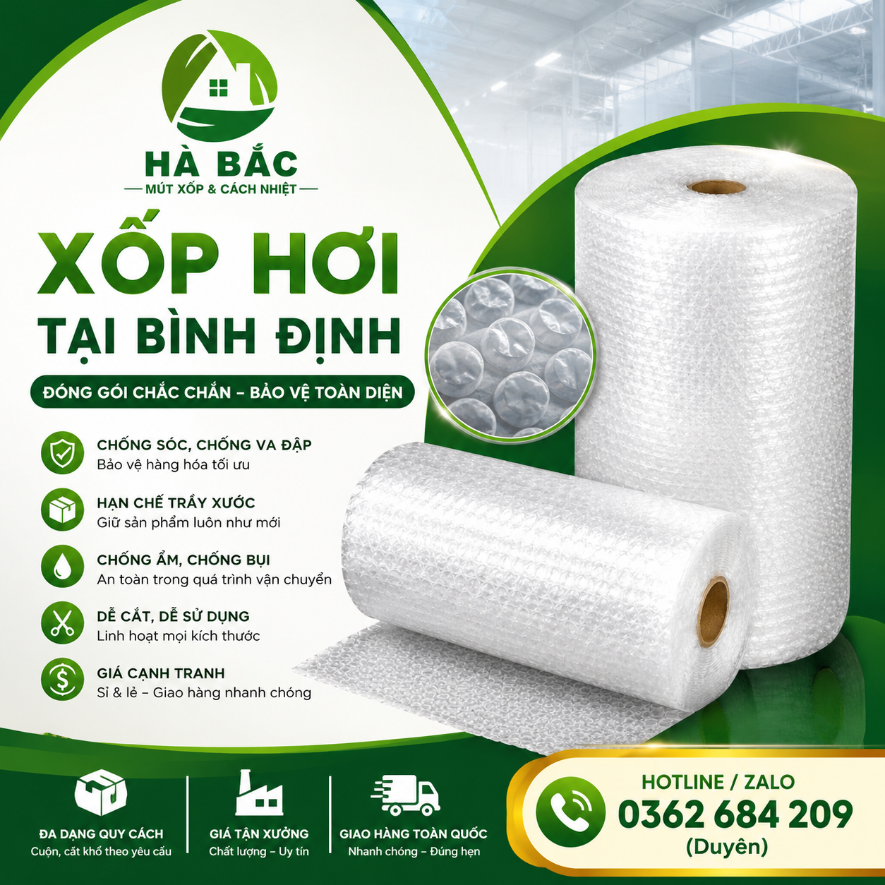xốp hơi tại Bình Định